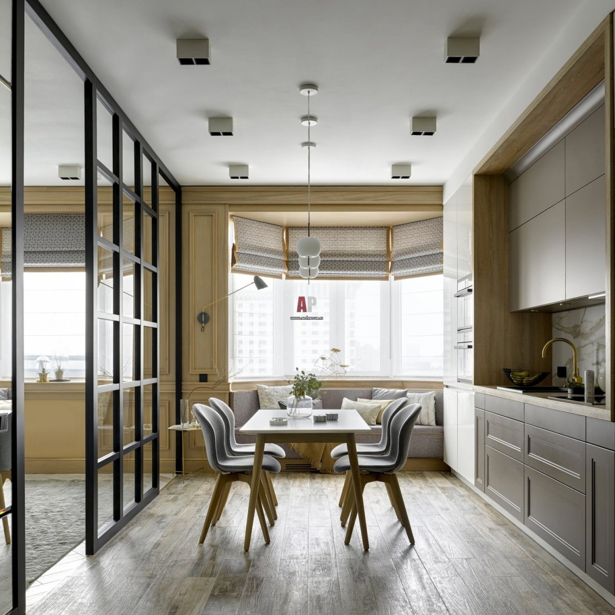 Столовая со стеклянными перегородками