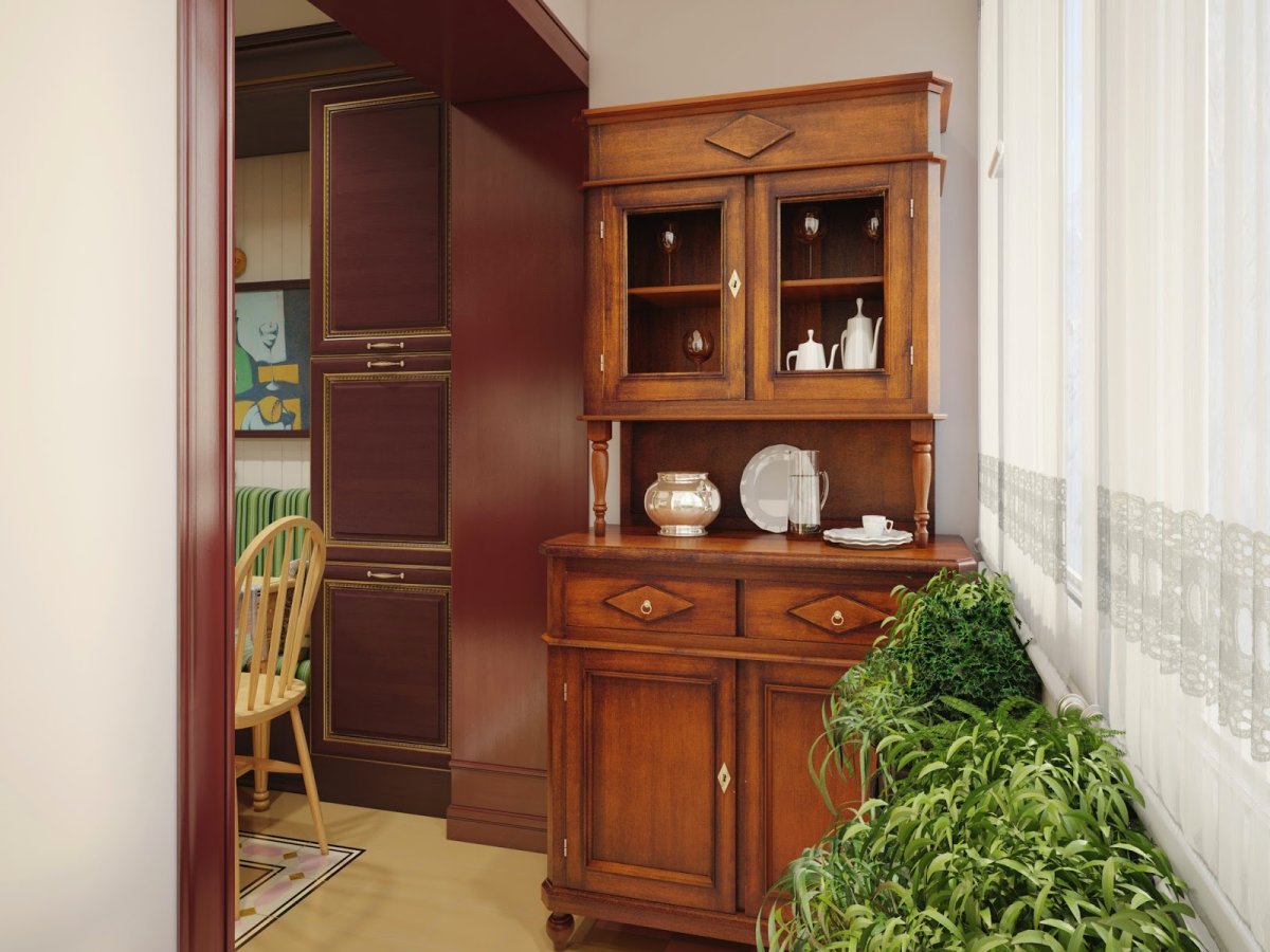 Кухонный буфет с мойкой и плитой