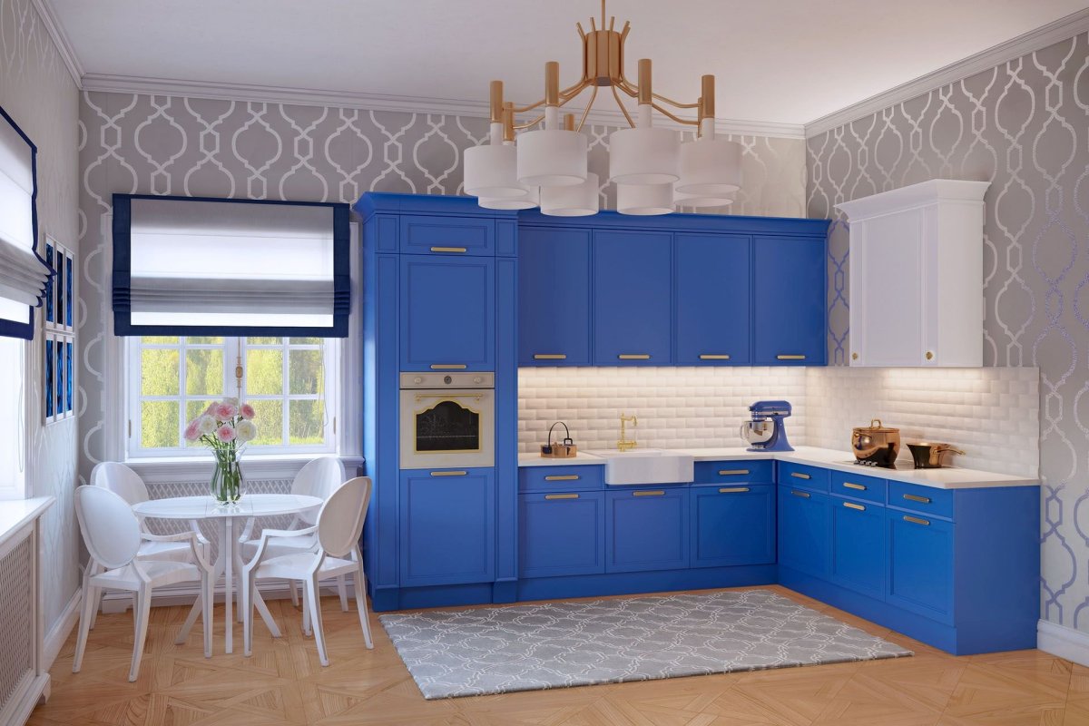 Кухня в синем цвете немецкая классика