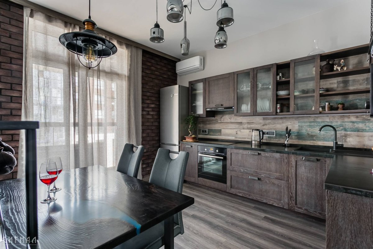 Кухня лофт в серых тонах