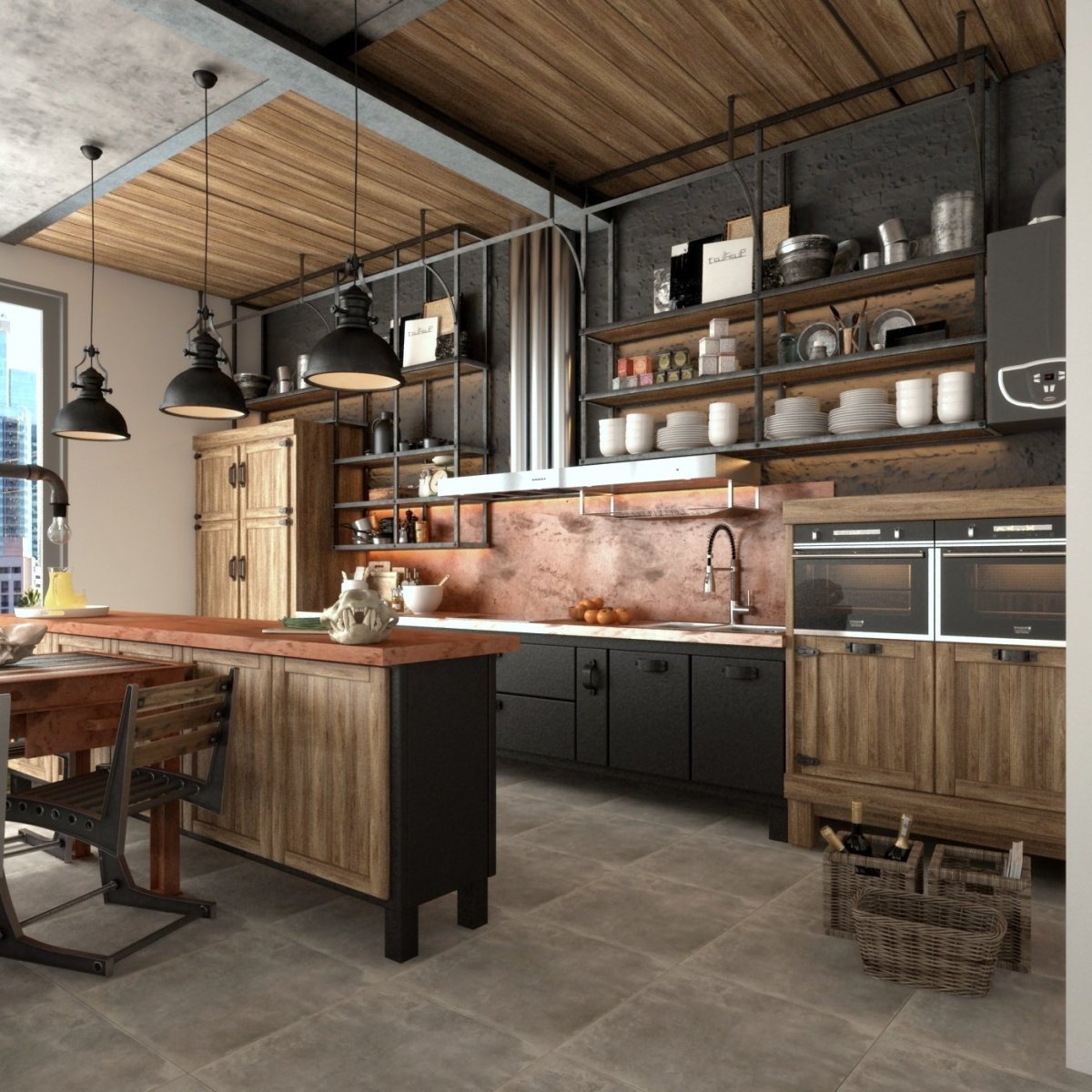 Кухня лофт гранж