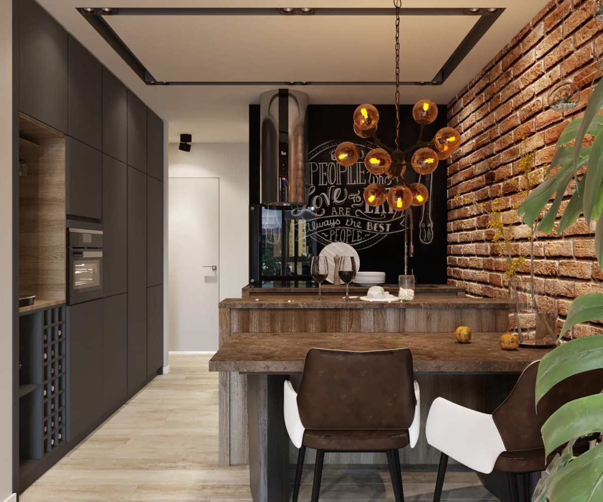 Кухня с элементами лофт