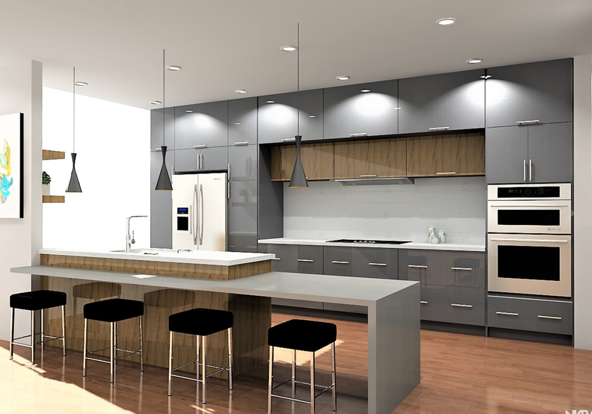 Кухня многоуровневая современная