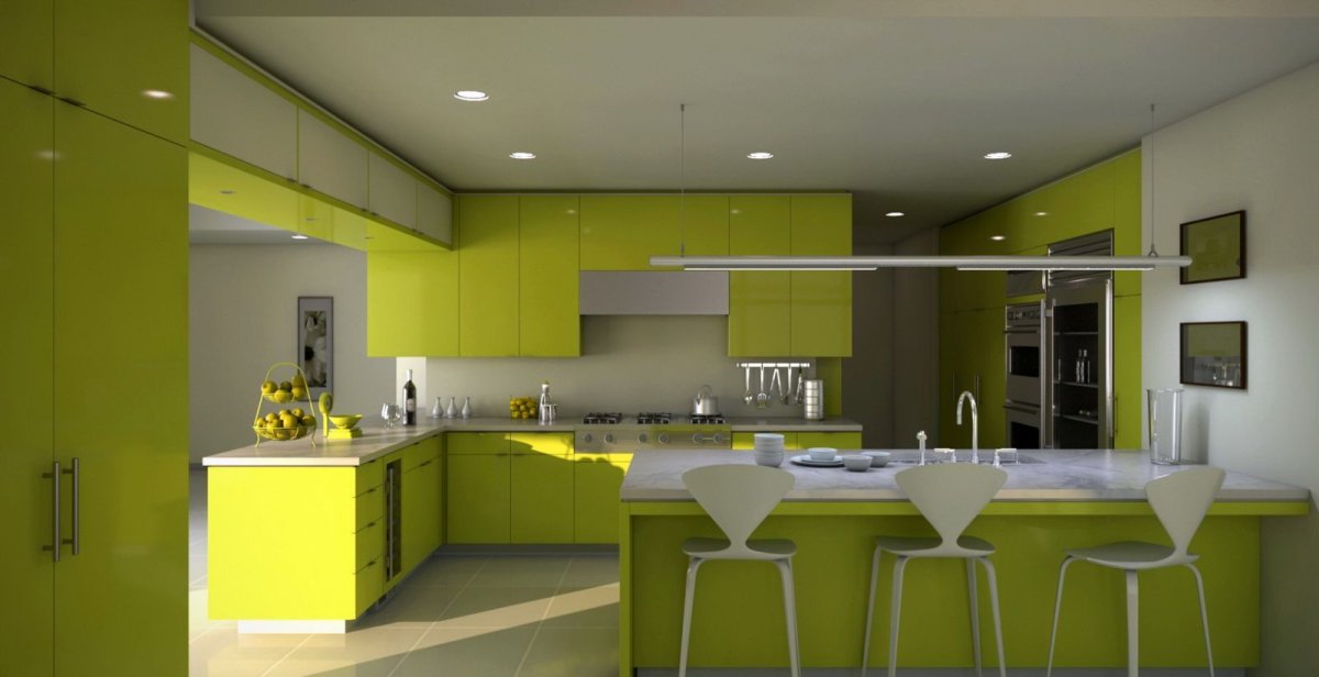 Кухня цвета лайм