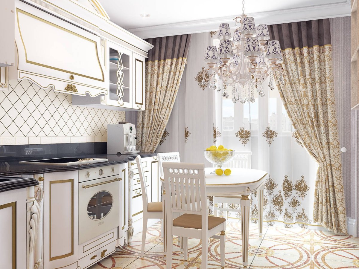 Шторы для классической кухни