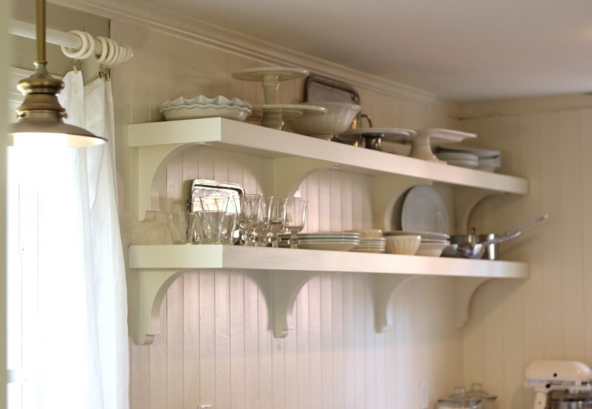 Полка кухонная настенная открытая над столом