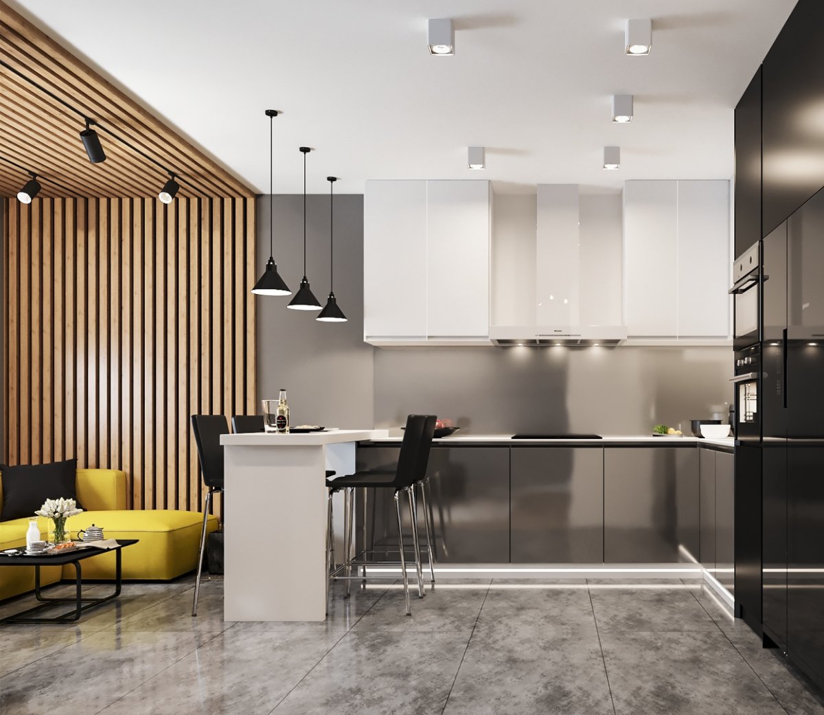 Кухня лофт для холостяка