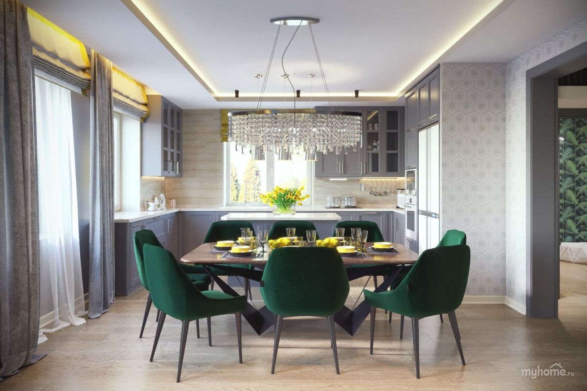 Зеленые стулья в интерьере