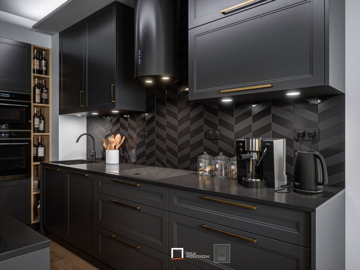 Кухня черный и медный