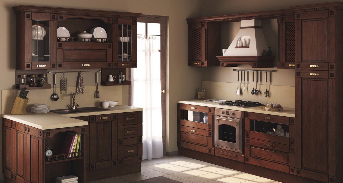 Кухня классика тиковое дерево