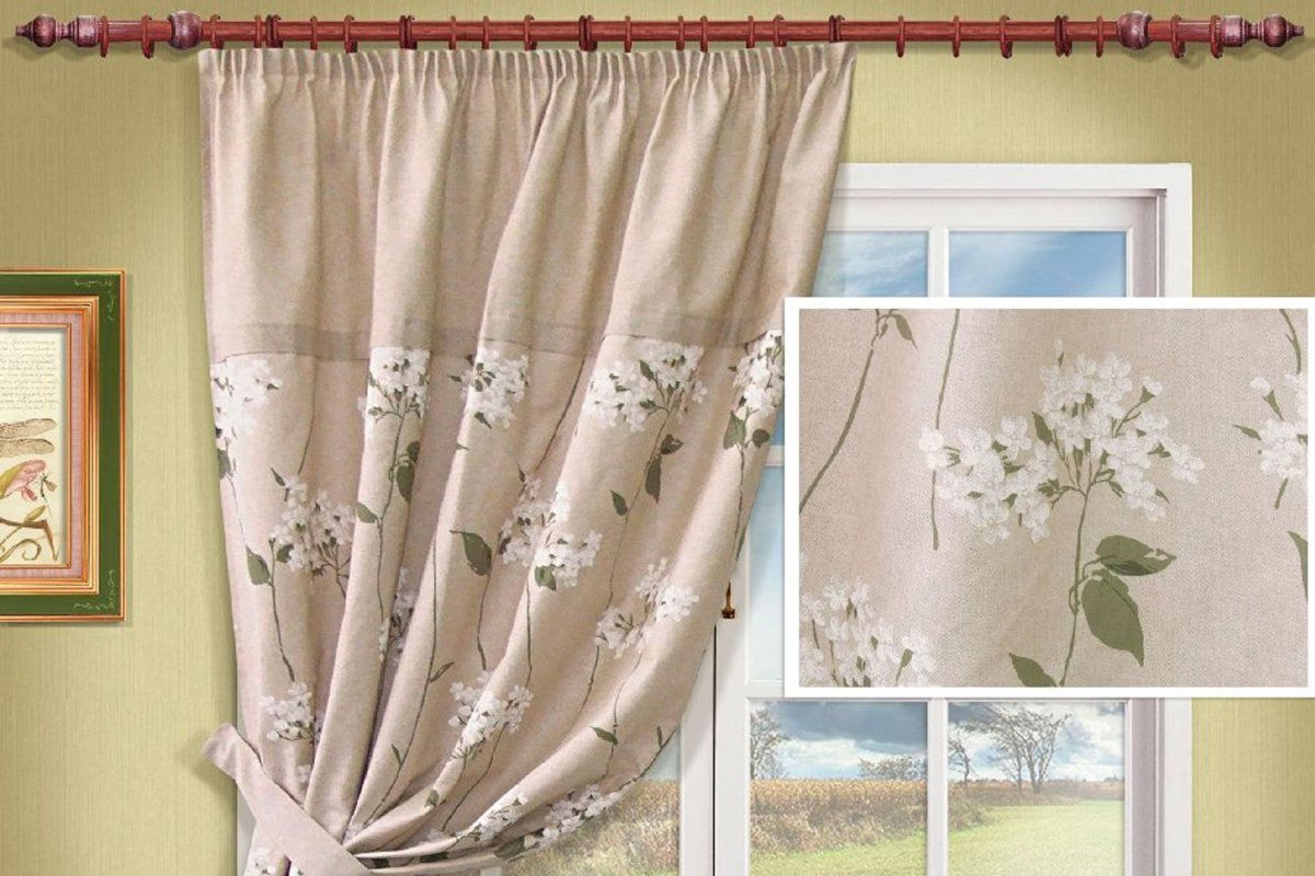 Шторы на кухню лен короткие