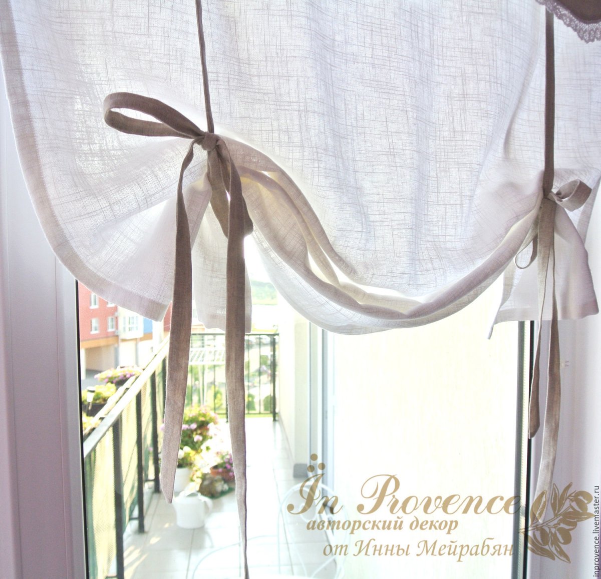 Льняные шторы на кухню