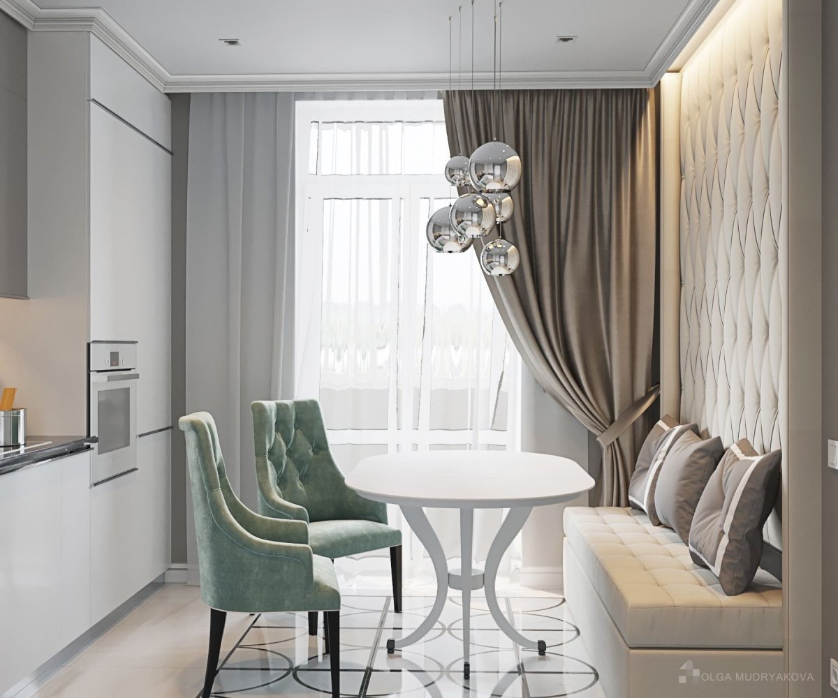 Шторы на кухню в светлых тонах