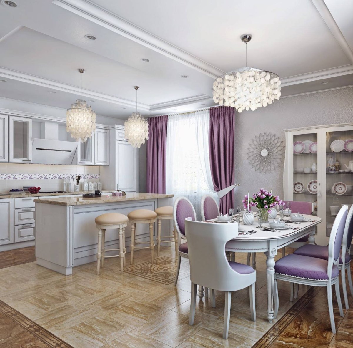 Красивые кухни гостиные