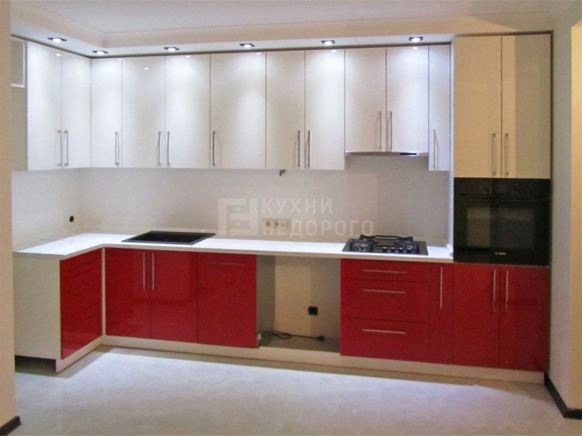 Кухня красный низ белый верх