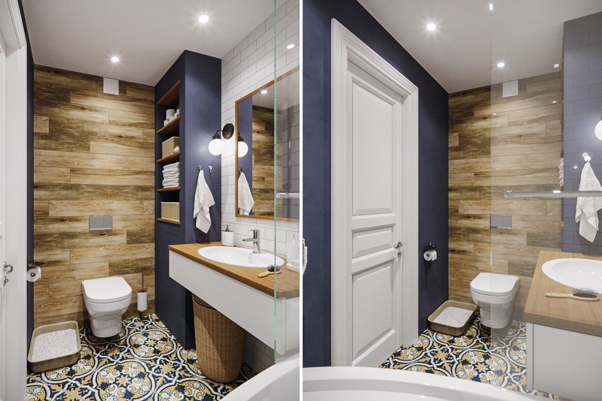 Ванна в стиле Сканди лофт