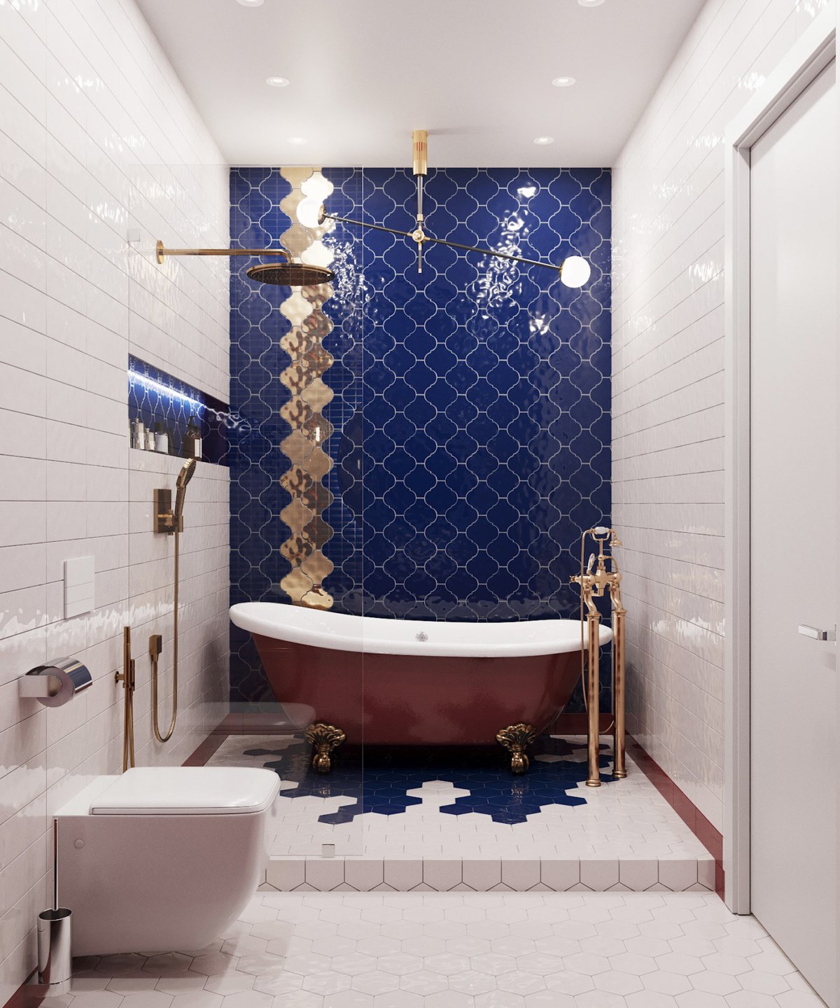 Темно синяя ванная комната