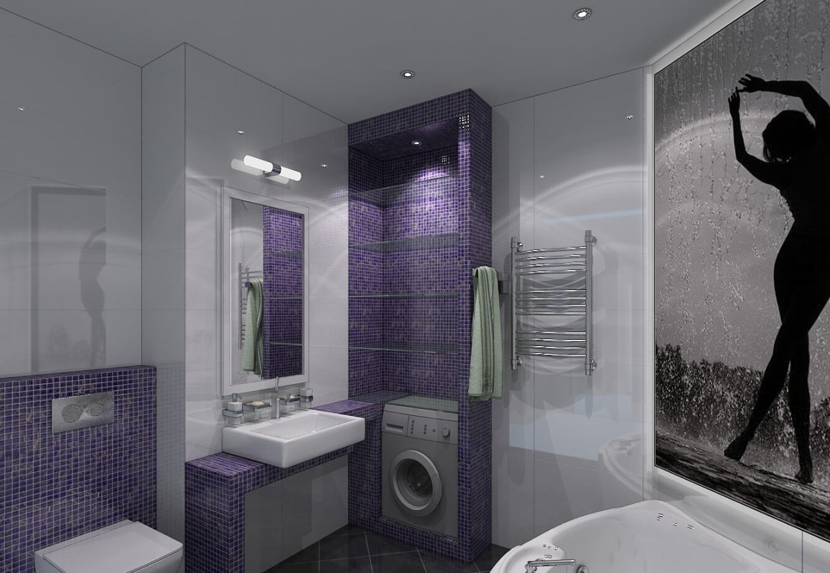 Ванна в серо сиреневых тонах