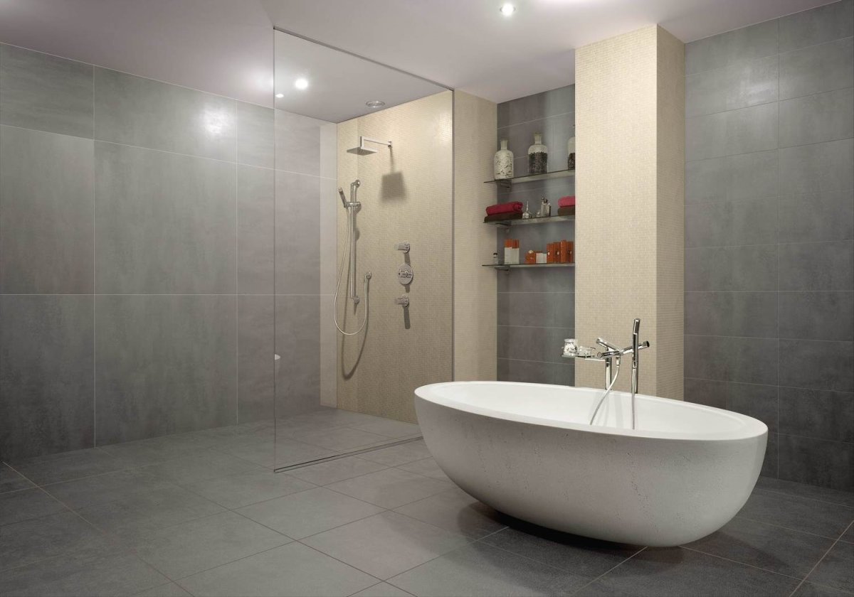 Настенная плитка под бетон для ванной