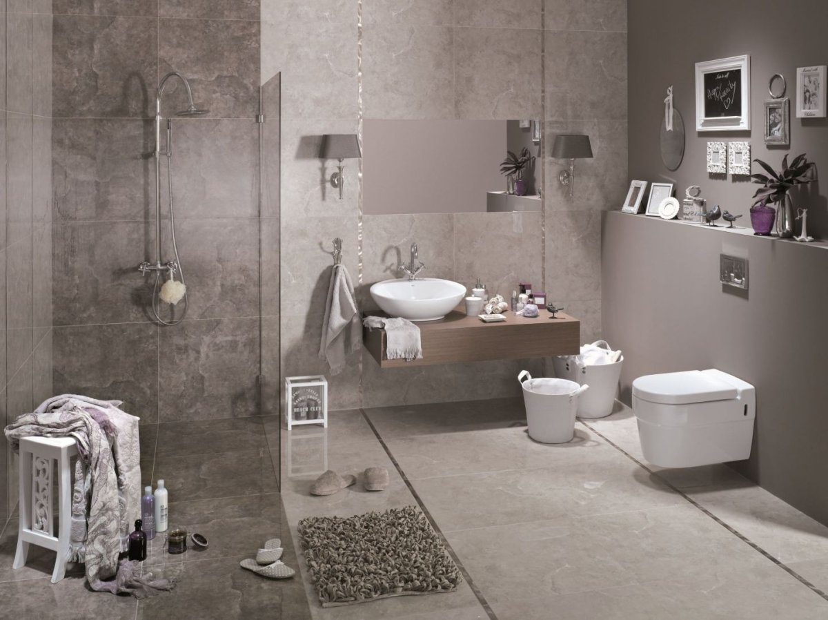 Плитка под цемент в ванной