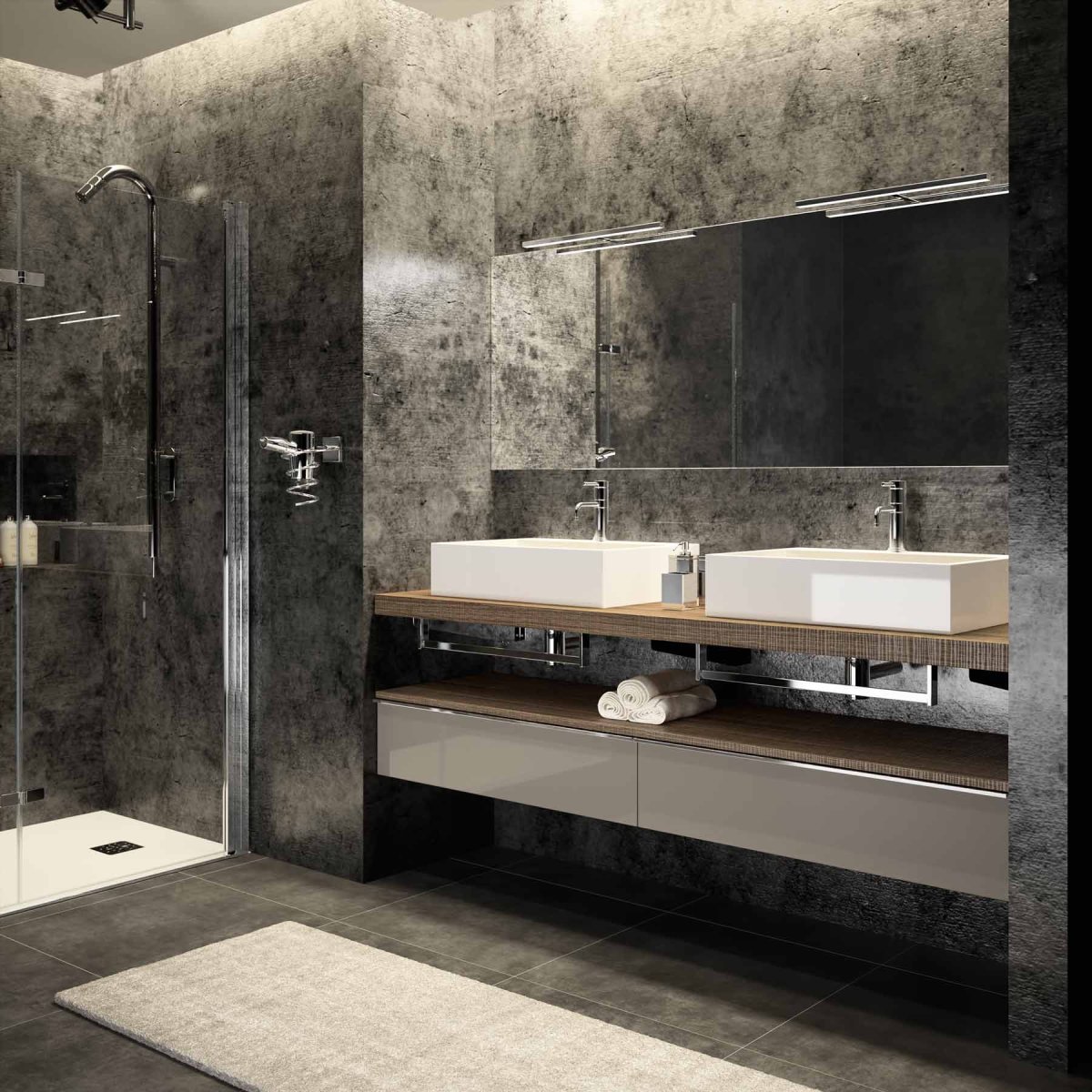 Ванная черный керамогранит