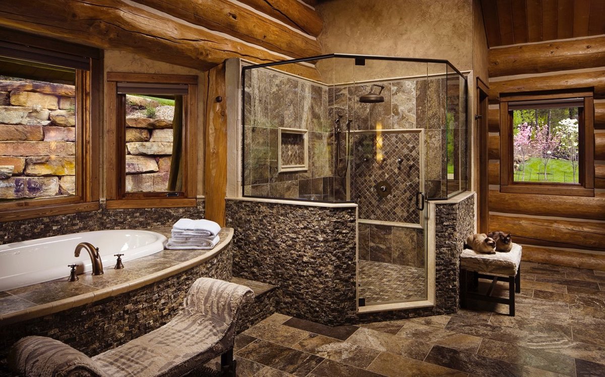 Ванная в стиле рустик