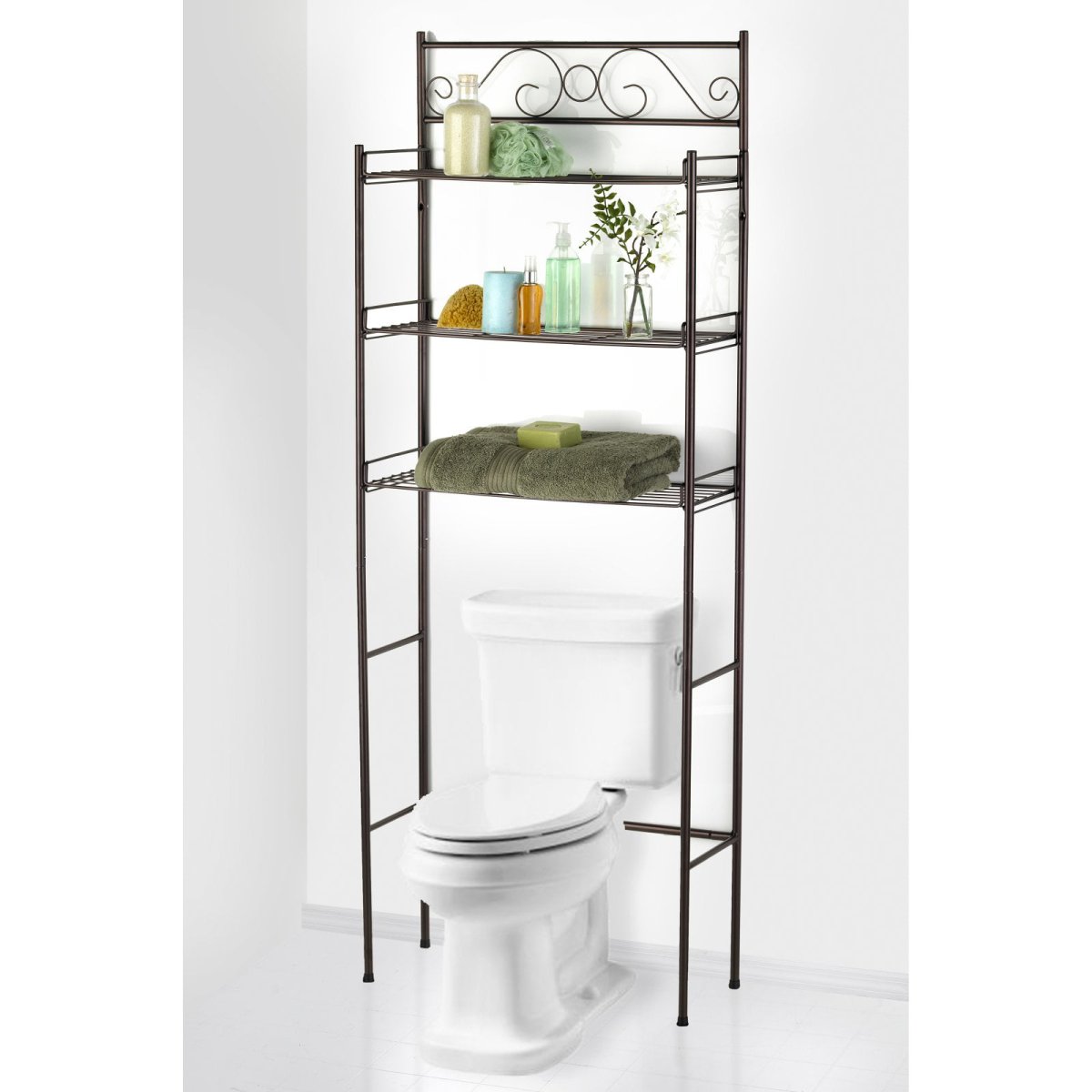 Открытые полки стеллаж в туалет напольная металлическая