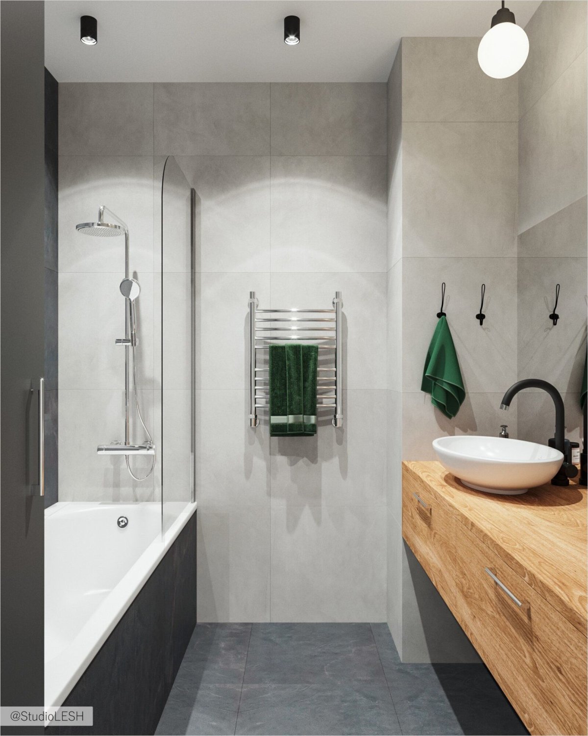 Ванная совмещенная с туалетом в скандинавском стиле