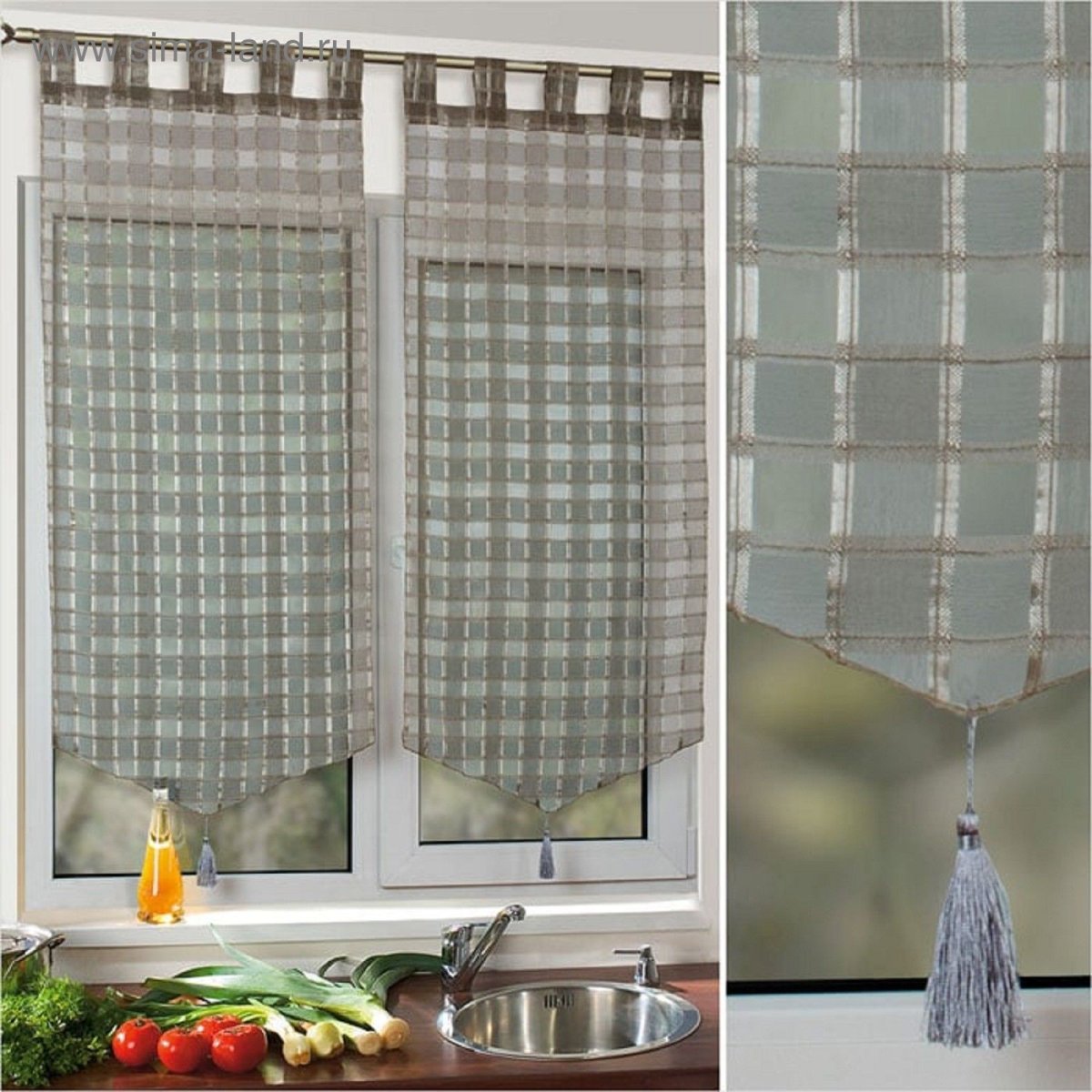 Занавески на кухню в клетку