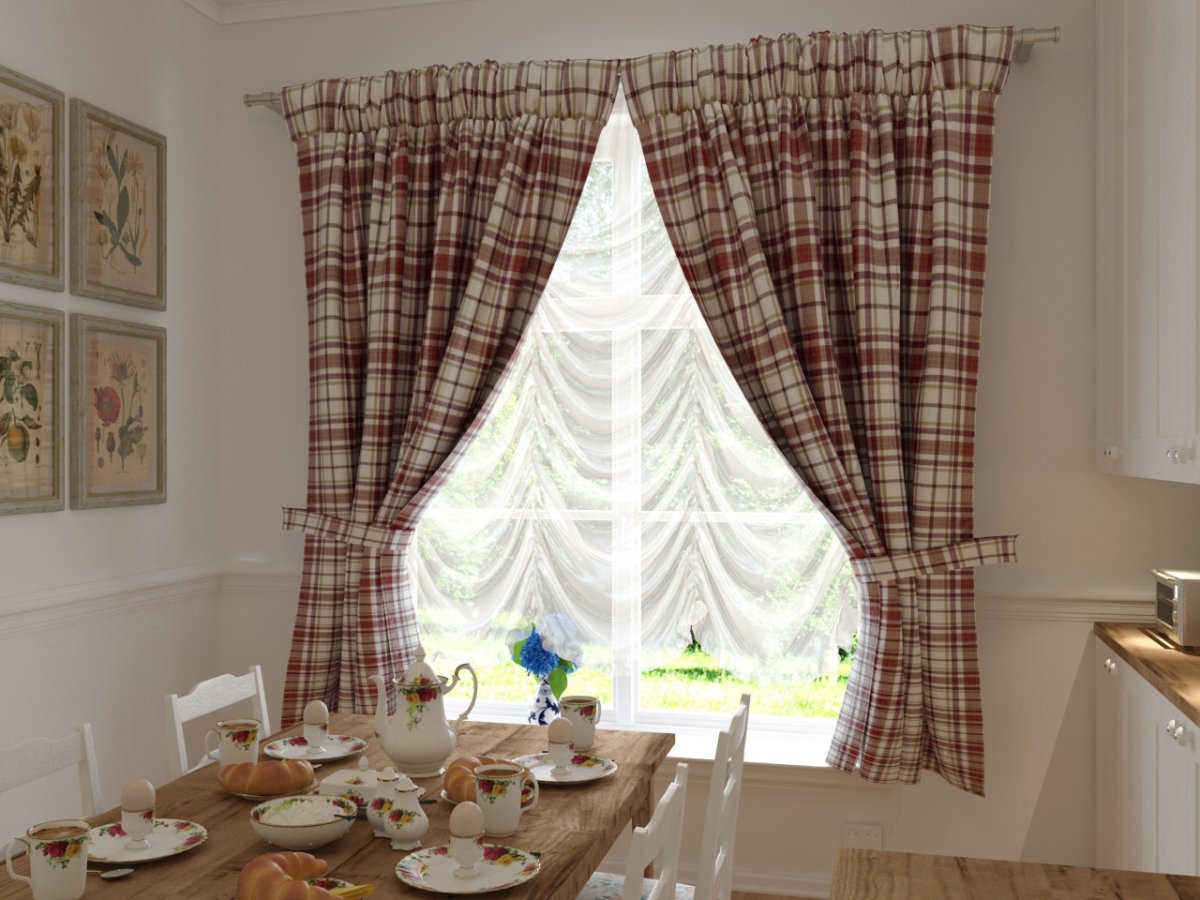 Занавески на кухню в клетку