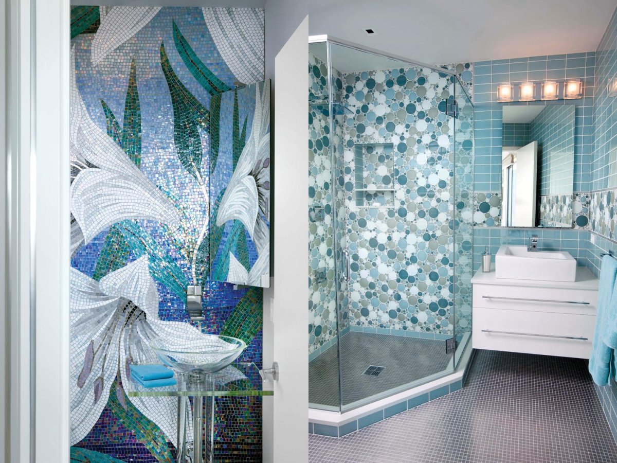 Душевая панно с мозаикой