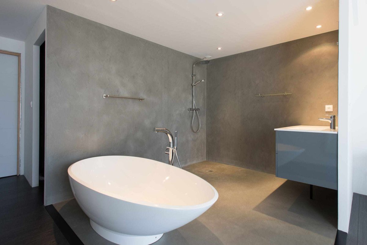 Микроцемент декоративная штукатурка в ванной