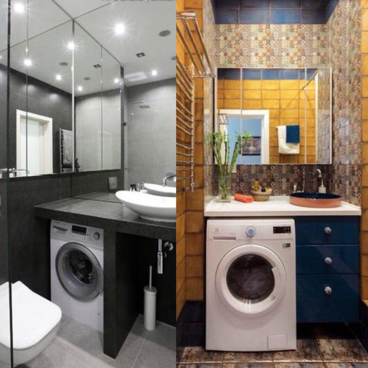 Машинка под раковиной в ванной