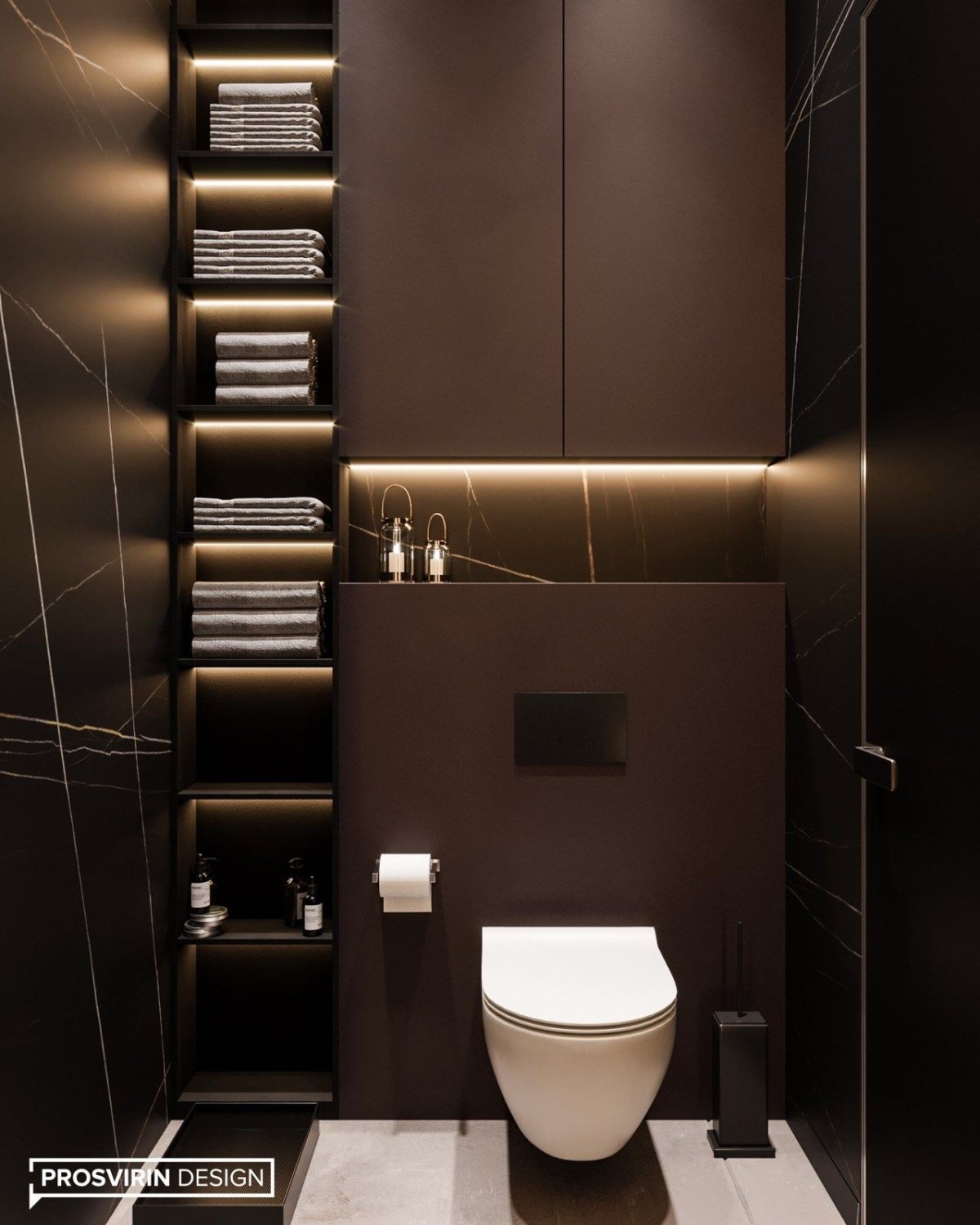 Туалетная комната в темных тонах