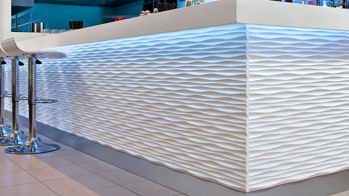 Стойка ресепшн с 3 д панелями