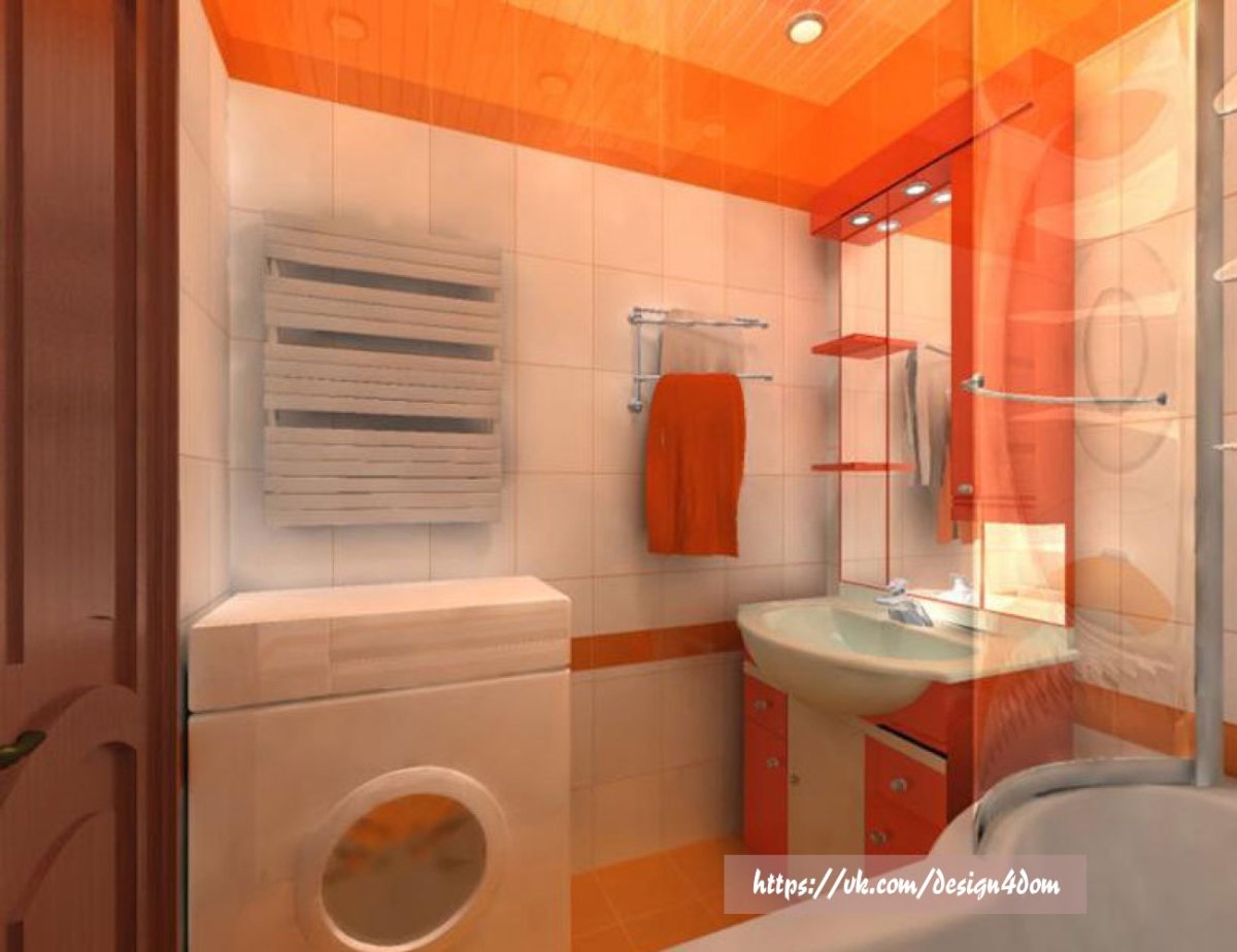 Оранжевая ванная комната маленькая