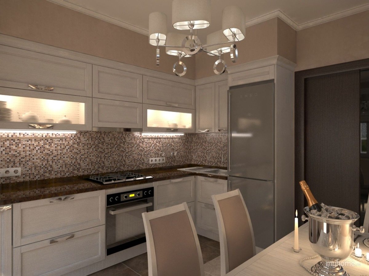 Кухня в серо бежевых тонах