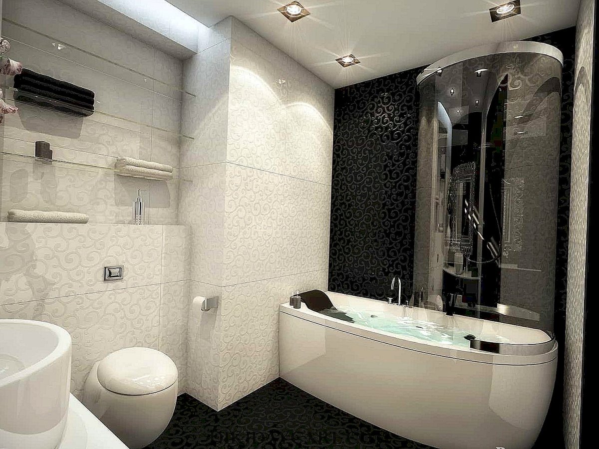 Ванная в черно белых тонах