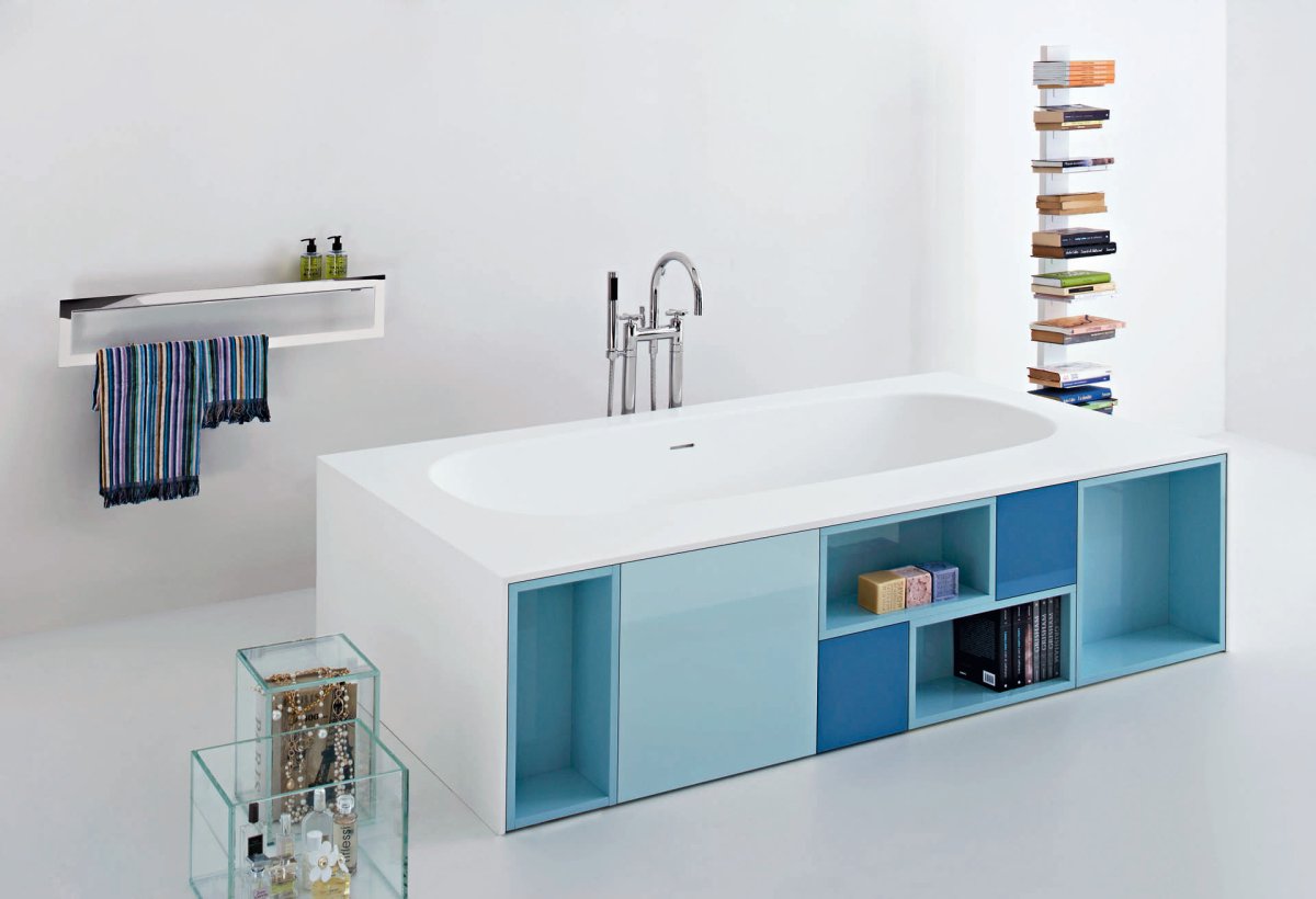 Экран для ванной с полками