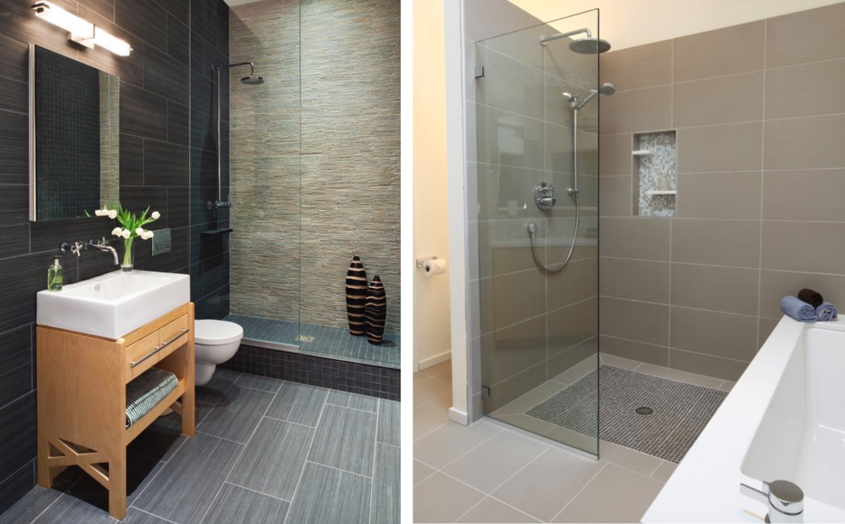 Отделка ванной комнаты с душевой кабиной плиткой