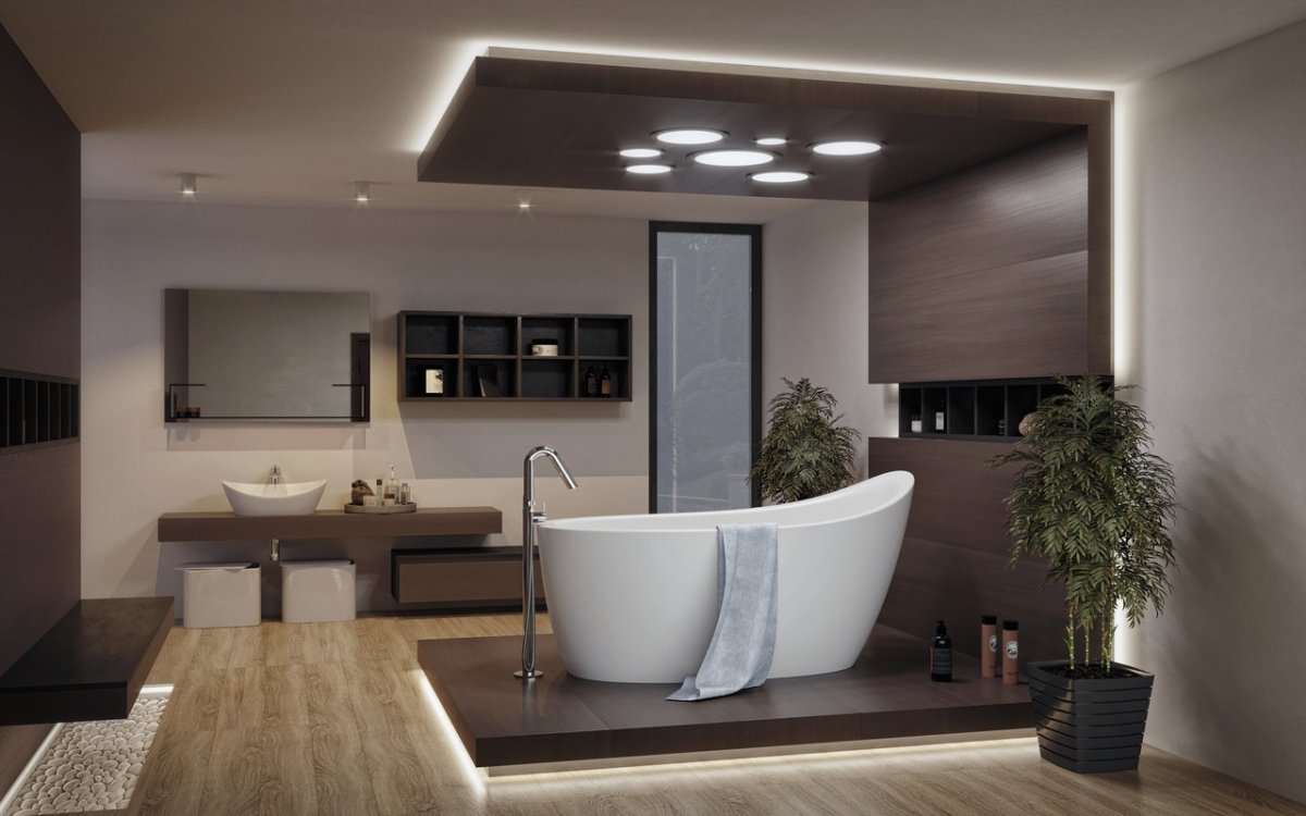 Отдельностоящая ванна на подиуме