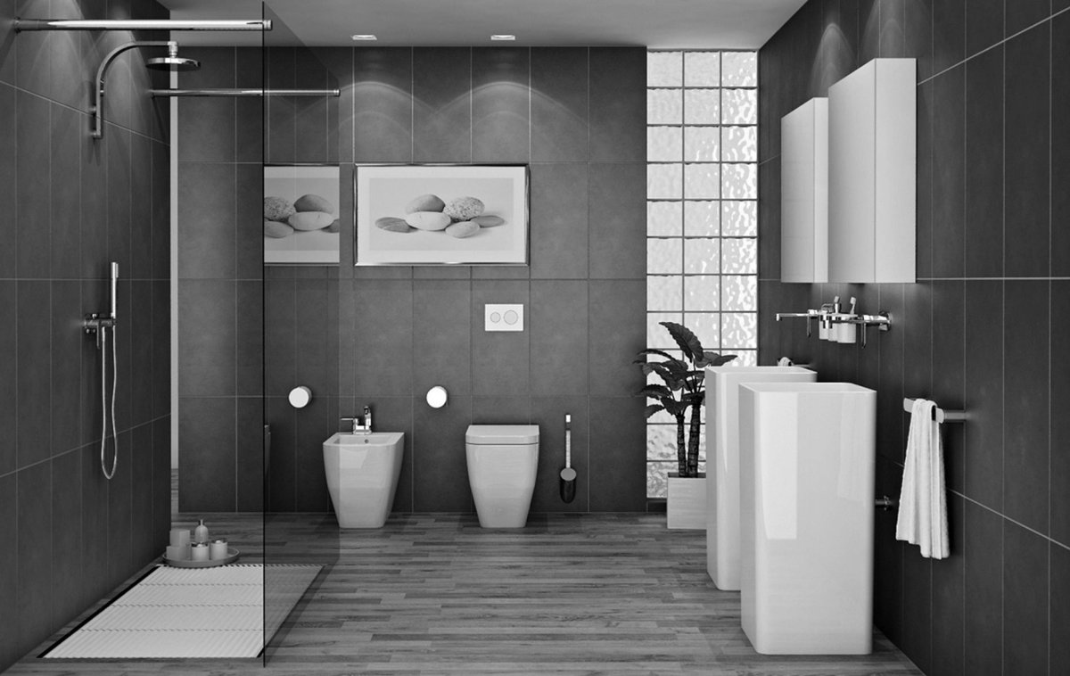 Плитка в ванную серая