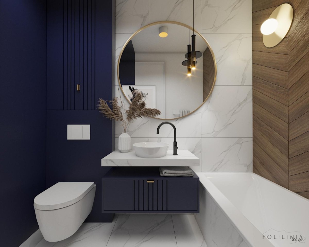 Темно синяя ванная