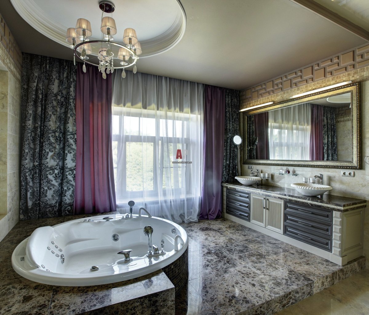 Интерьер ванной в коттедже