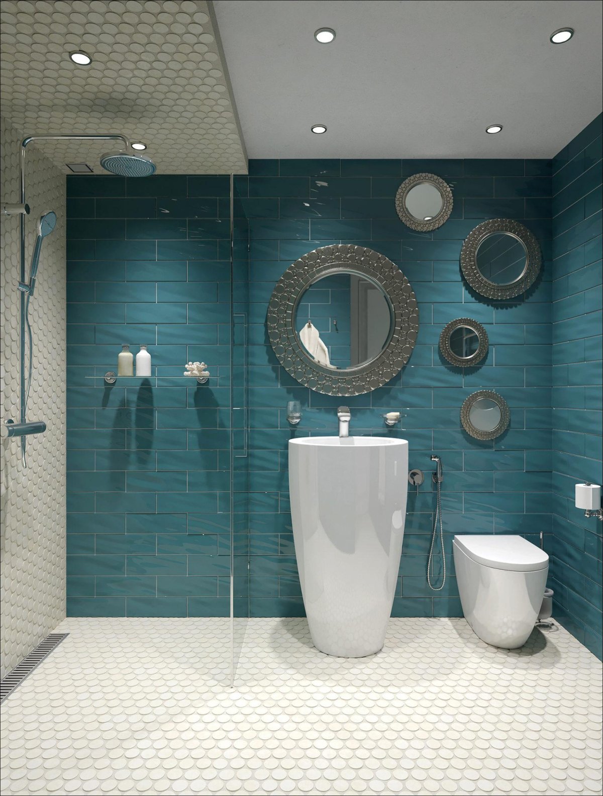 Ванная в серо голубых тонах