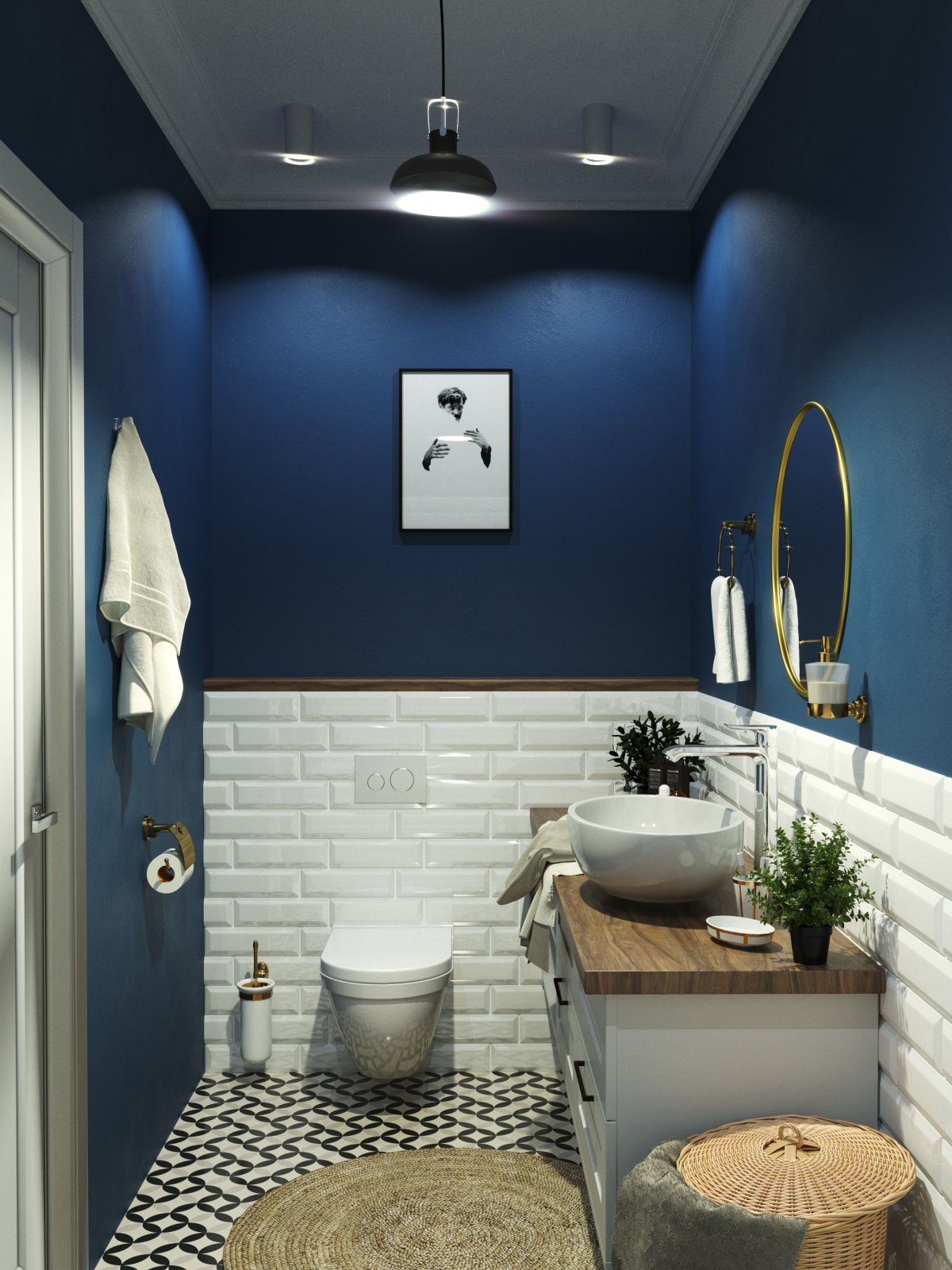 Туалет в синем цвете