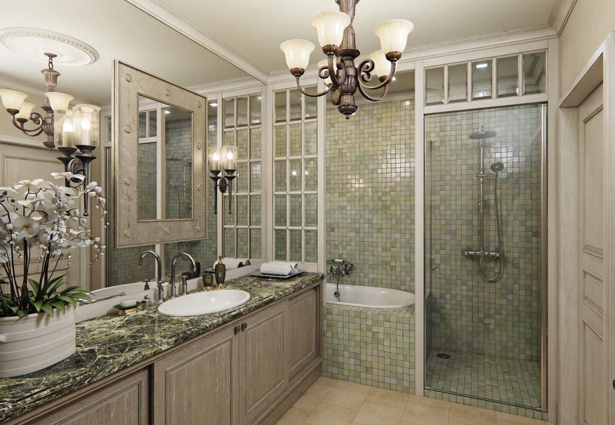 Классическая ванная с мозаикой