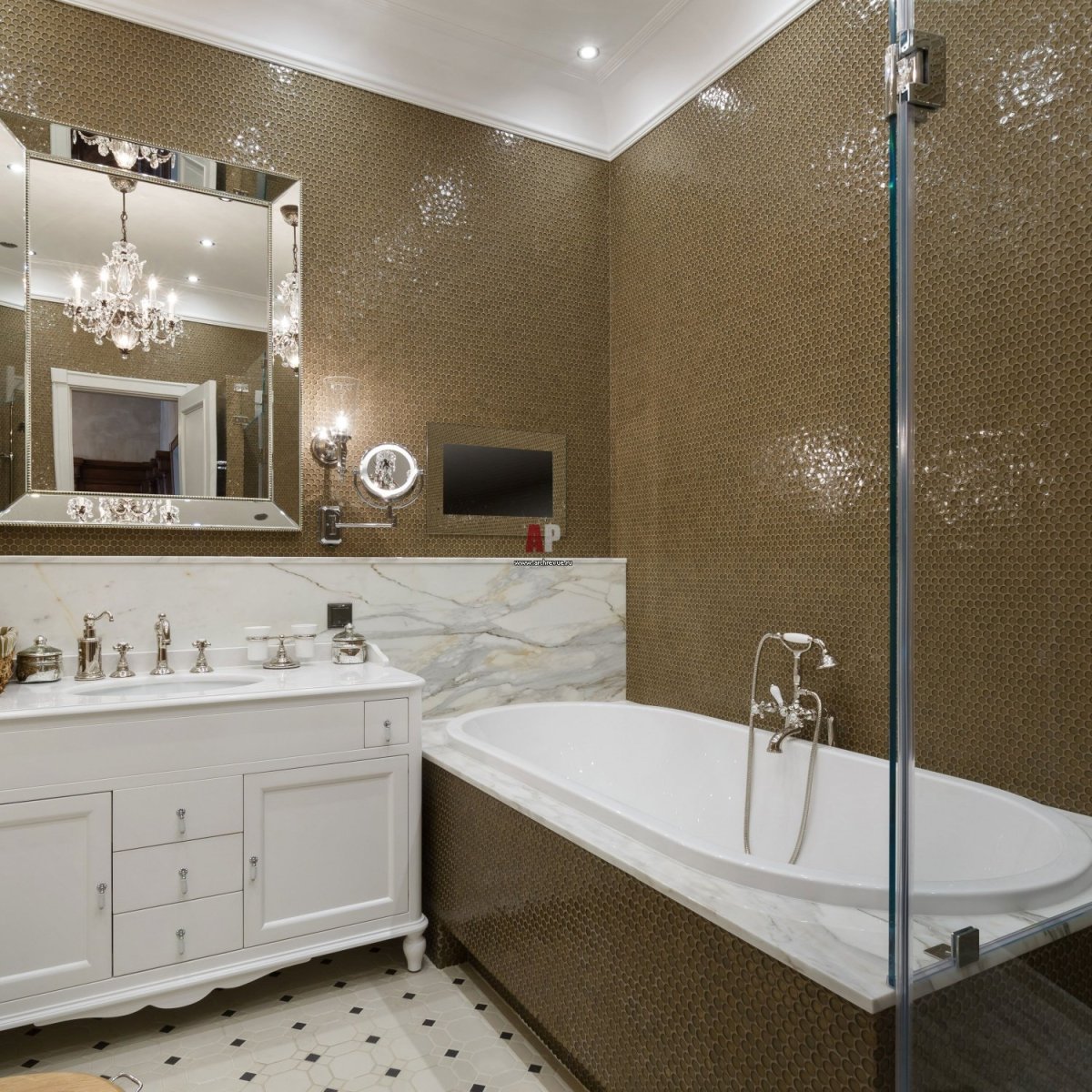 Мозаика в ванной классический стиль