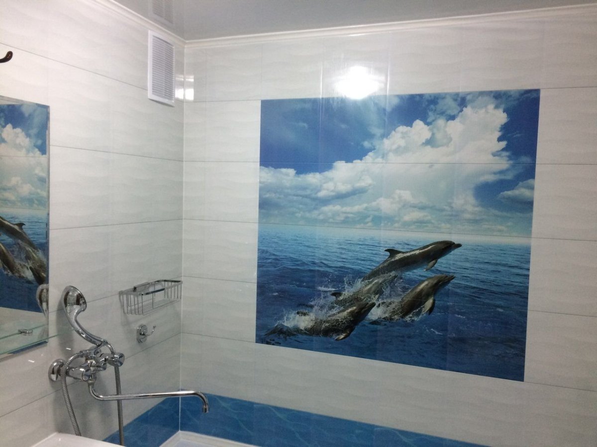 Плитка в ванную комнату с дельфинами