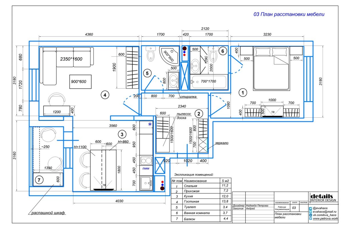 План помещения с расстановкой мебели